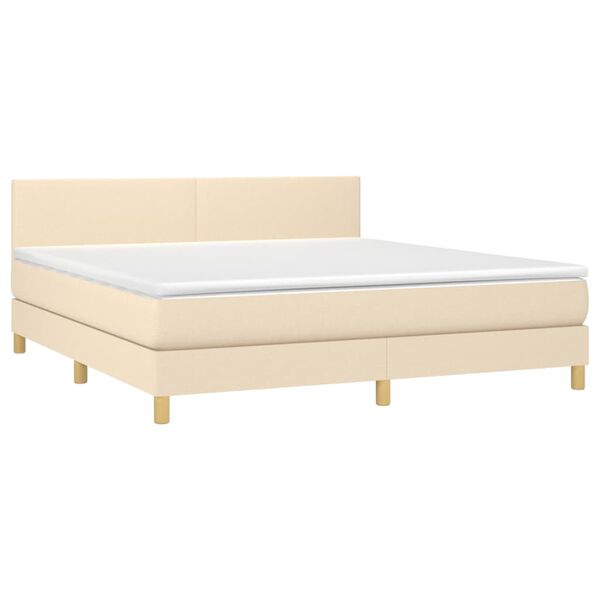 vidaXL Letto a Molle con Materasso e LED Crema 160x200 cm in Tessuto