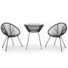 vidaXL Set da Pranzo per Giardino 3 pz in Rattan PVC Nero