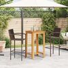 vidaXL Set Bar da Giardino 3 pz Marrone in Legno Acacia e Polyrattan