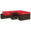 vidaXL Set Divani da Giardino 10 pz con Cuscini Marrone in Polyrattan