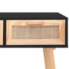 vidaXL Tavolo Consolle Nero 105x30x75cm Massello Pino Rattan Naturale