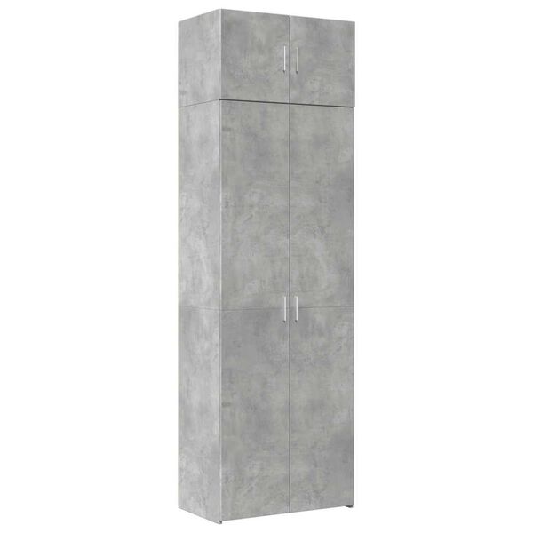 vidaXL Armadietto Grigio Cemento 70x42,5x225 cm in Legno Multistrato