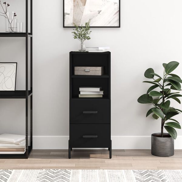 vidaXL Credenza Nero 34,5x34x90 cm in Legno Multistrato