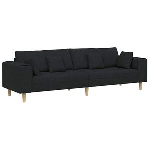 vidaXL Divano con cuscino Nero 250 x 77 x 76 cm Tessuto
