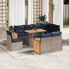 vidaXL Set Divano da Giardino 9pz con Cuscini Grigio Polyrattan Acacia