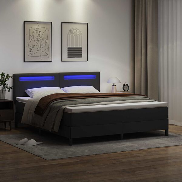 vidaXL Letto a molle con materasso Nero 180 x 200 cm Pelle sintetica