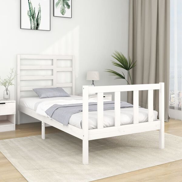 vidaXL Giroletto Bianco in Legno Massello 75x190 cm Small Single