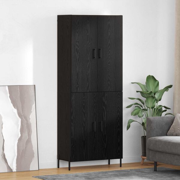 vidaXL Credenza Rovere Nero 69,5 x 34 x 180 cm Legno multistrato
