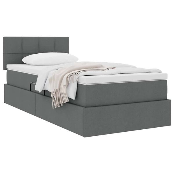 vidaXL Letto con contenitore e materasso Grigio scuro 90 x 200 cm