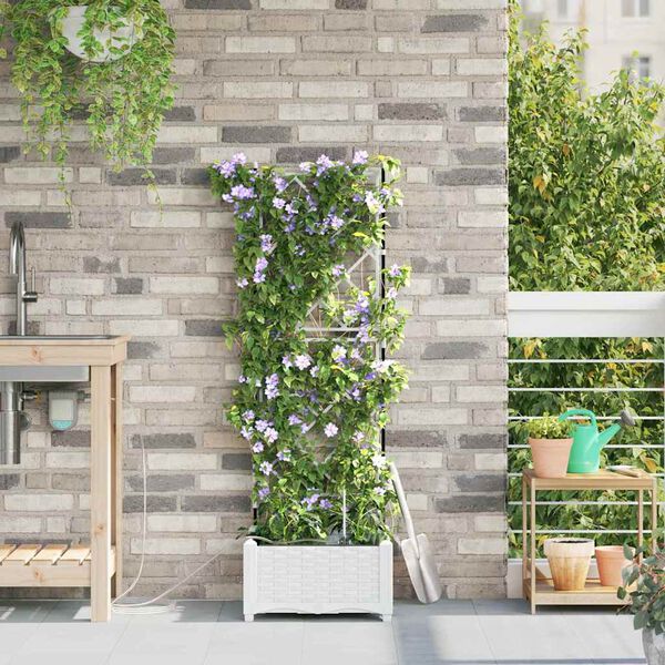 vidaXL Vaso da giardino Bianco 40 x 40 x 126 cm Acciaio