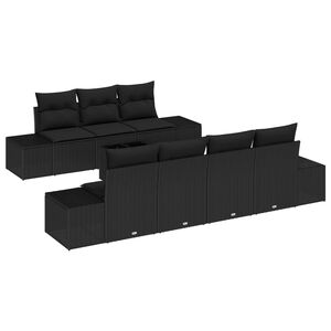 vidaXL Set Divano da Giardino con cuscino 8 pcs Nero polyrattan