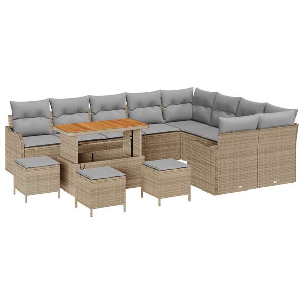 vidaXL Set Divano da Giardino con cuscino 13 pcs Beige polyrattan