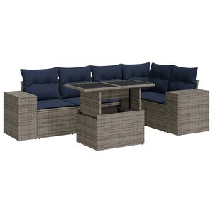 vidaXL Set Divano da Giardino 6 pz con Cuscini Nero Polyrattan Acacia