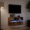 vidaXL Mobili TV a Parete con Luci LED 2pz Rovere Fumo 41x31x45 cm