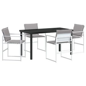 vidaXL Set da Pranzo per Giardino 5 pcs Bianco Textilene e acciaio