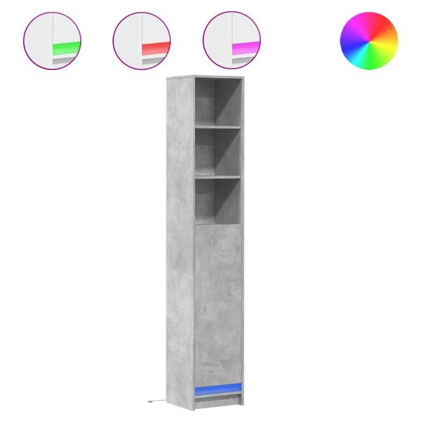 vidaXL Credenza con LED Grigio Cemento 36x32,5x200cm Legno Multistrato