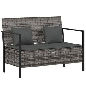 vidaXL Panca da Giardino a 2 Posti con Cuscini in Polyrattan Grigio