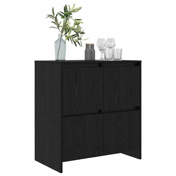 vidaXL Credenza Rovere Nero 70 x 41 x 75 cm Legno multistrato