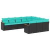 vidaXL Set Divani da Giardino 10 pz con Cuscini Nero in Polyrattan