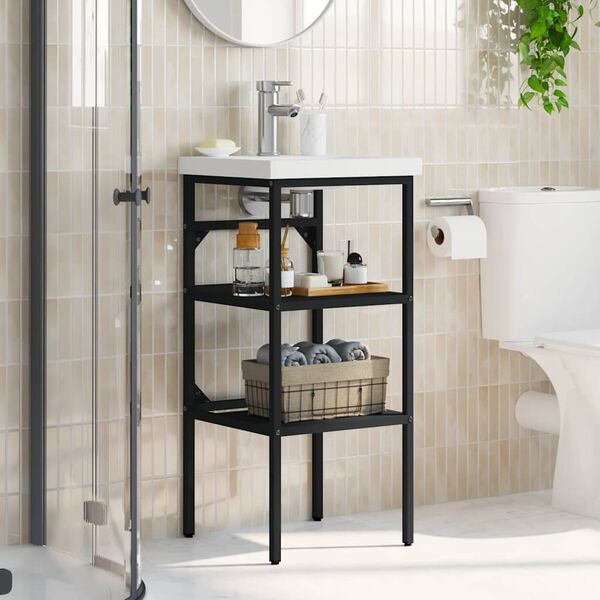 vidaXL Struttura per Lavabo da Bagno Nera 40x38x83 cm in Ferro