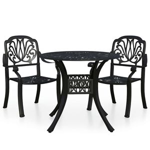 vidaXL Set da Bistrot 3 pz in Alluminio Pressofuso Nero