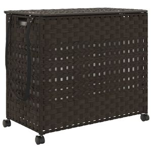 vidaXL Cesto Portabiancheria Ruote Marrone Scuro 66x35x60 cm Rattan