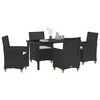 vidaXL Set da Pranzo per Giardino 5 pcs Nero polyrattan