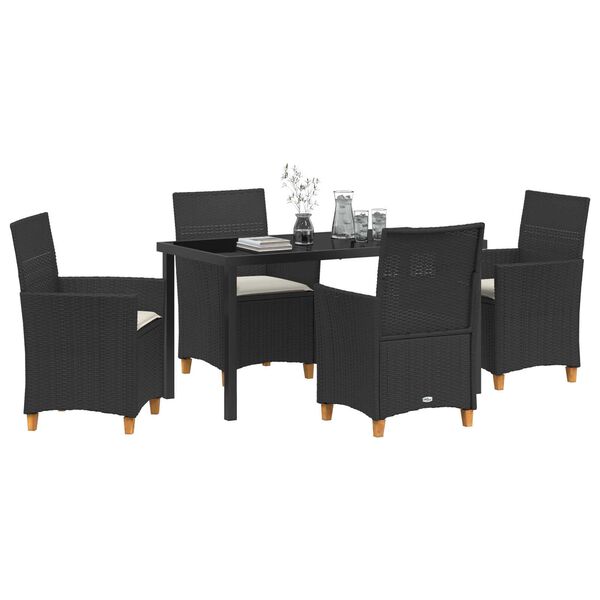 vidaXL Set da Pranzo per Giardino 5 pcs Nero polyrattan