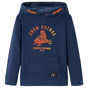 Felpa da Bambino con Cappuccio Blu Marino M&eacute;lange e Arancione 92