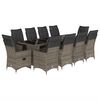 vidaXL Set Bistr&ograve; da Giardino 11 pz con Cuscini in Polyrattan Grigio