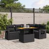 vidaXL Set Divano da Giardino 6 pz con Cuscini Nero in Polyrattan