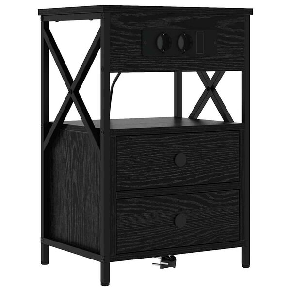 vidaXL Armadio da Notte Rovere Nero 40 x 31 x 60 cm Legno multistrato