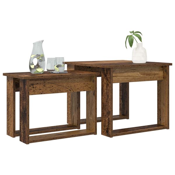 vidaXL Set di Tavolini da Caff&egrave; 2 pcs Legno vecchio Legno multistrato