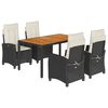 vidaXL Set da Pranzo da Giardino 5 pz Nero con Cuscini in Polyrattan