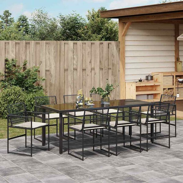 vidaXL Set da Pranzo per Giardino 9 pcs Nero