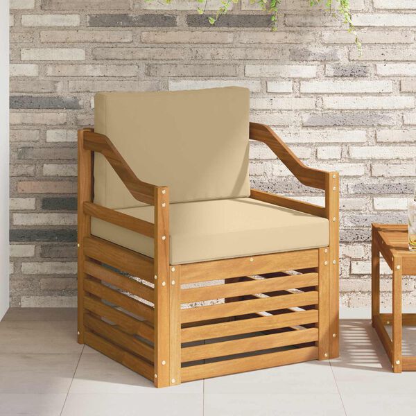 vidaXL Set di divani da esterno con cuscino Naturale 67 x 63 x 73 cm