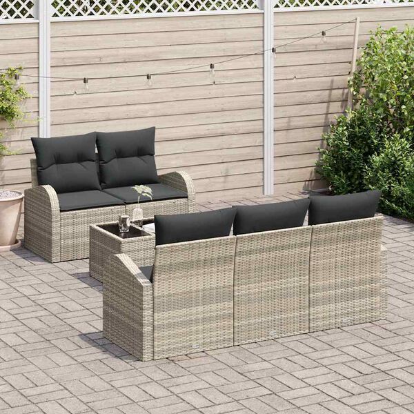 vidaXL Set Divano da Giardino Grigio chiaro 55 x 55 x 37 cm polyrattan