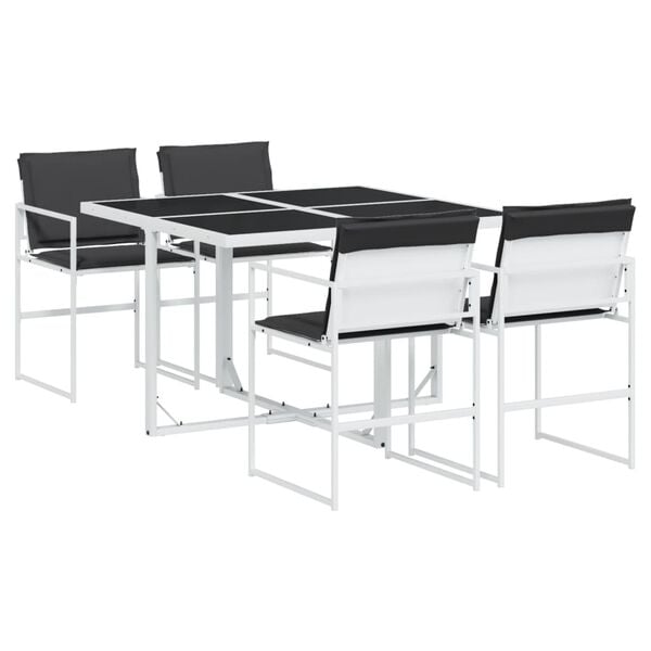 vidaXL Set da Pranzo da Giardino 5 pz con Cuscini Bianco in Textilene