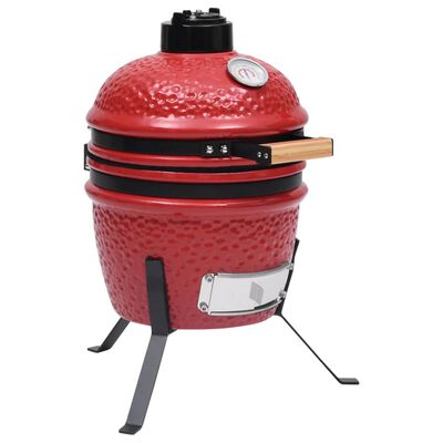 vidaXL Barbecue Affumicatore 2 in 1 Kamado in Ceramica 56 cm Rosso