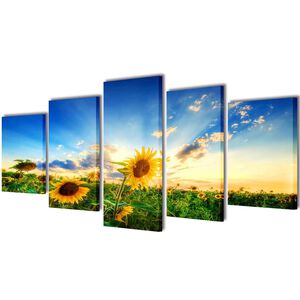 vidaXL Set Stampa su Tela da Muro Girasole 200 x 100 cm