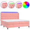 vidaXL Letto a Molle con Materasso e LED Rosa 160x200 cm in Velluto