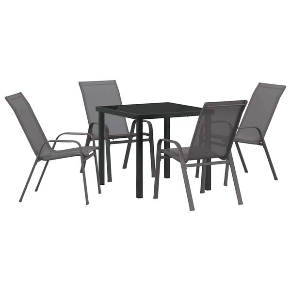 vidaXL Set da Pranzo per Giardino 5 pcs Grigio e Nero