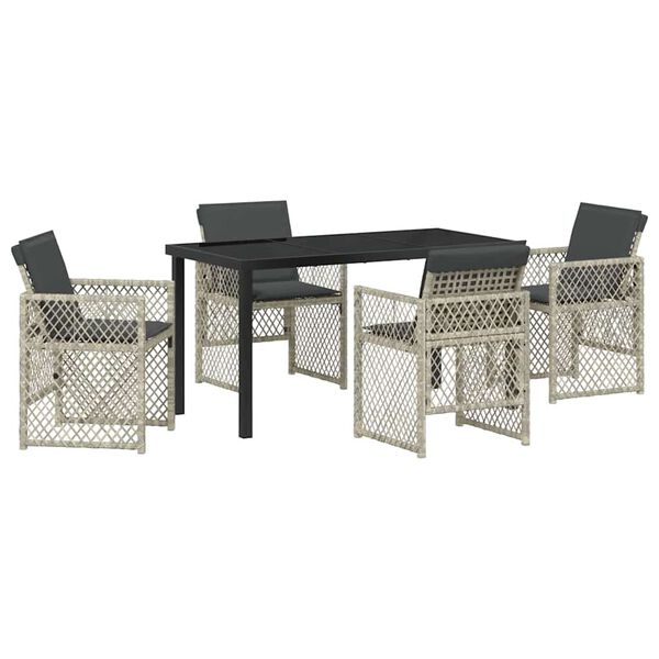 vidaXL Set da Pranzo per Giardino 5 pcs Grigio chiaro polyrattan