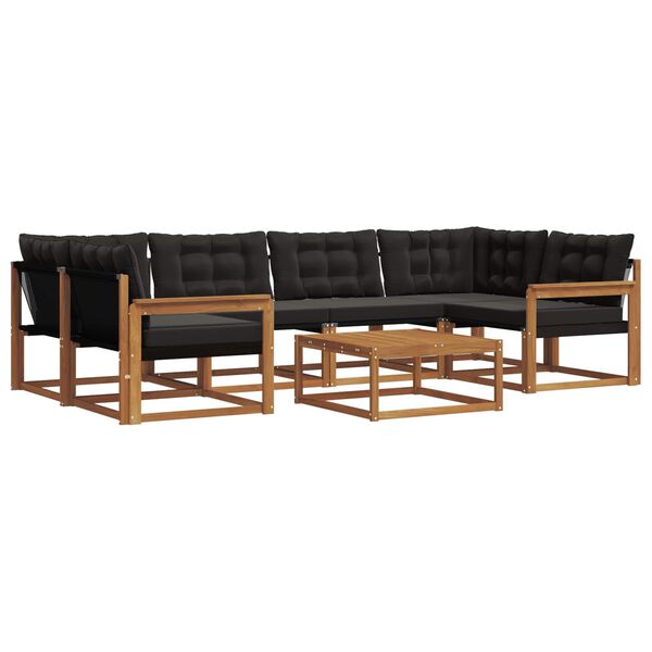 vidaXL Set di divani da esterno con cuscino 7 pcs Naturale e Nero