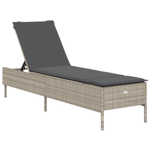 vidaXL Lettino Prendisole 2 pz con Cuscini Grigio Chiaro in Polyrattan