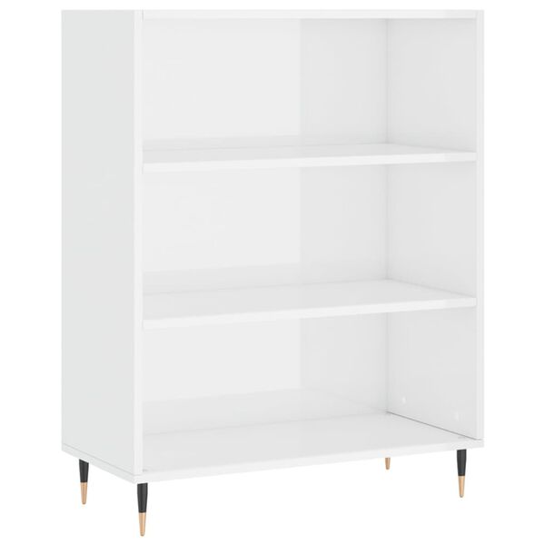 vidaXL Libreria Bianco Lucido 69,5x32,5x90 cm in Legno Multistrato
