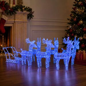 vidaXL Decorazione Natalizia Renne e Slitta 320 LED Acrilico