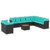 vidaXL Set Divani da Giardino 11 pz con Cuscini in Polyrattan Nero