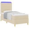 vidaXL Letto a Sorgente LED con materasso Crema 80 x 200 cm Tessuto