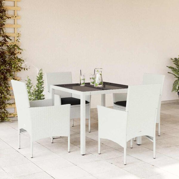vidaXL Set da Pranzo da Giardino 5 pz con Cuscini Polyrattan e Vetro
